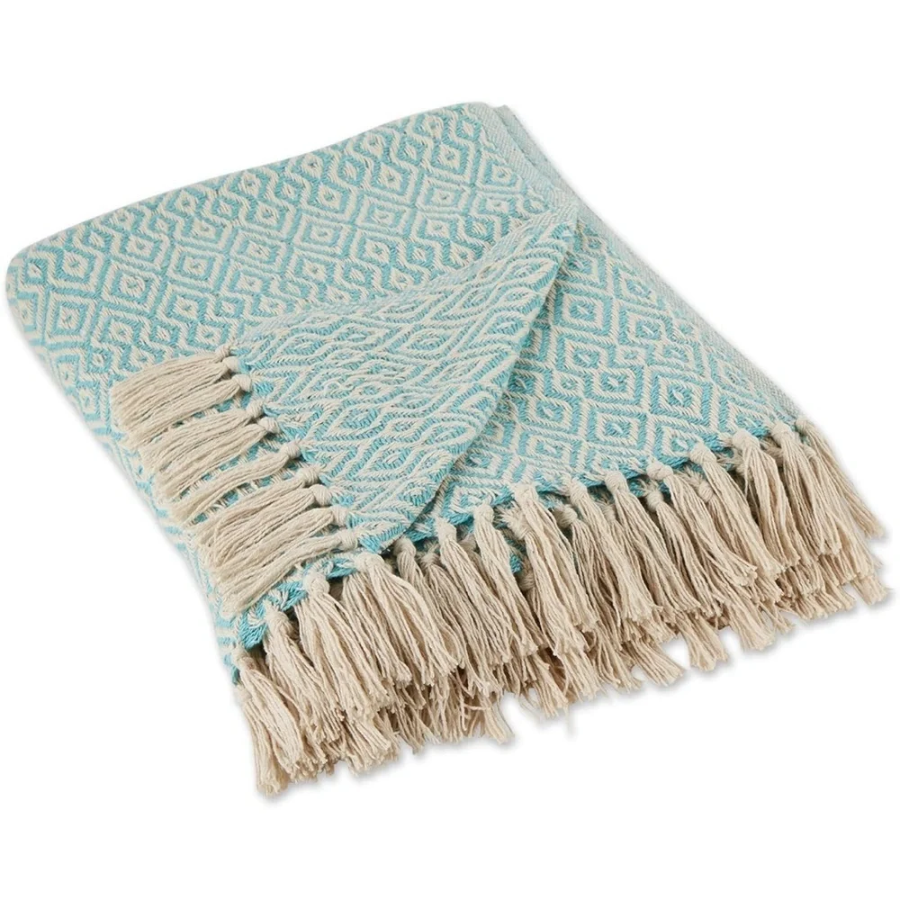 Rustic Farmhouse double diamond woven throw 50x60 inch
